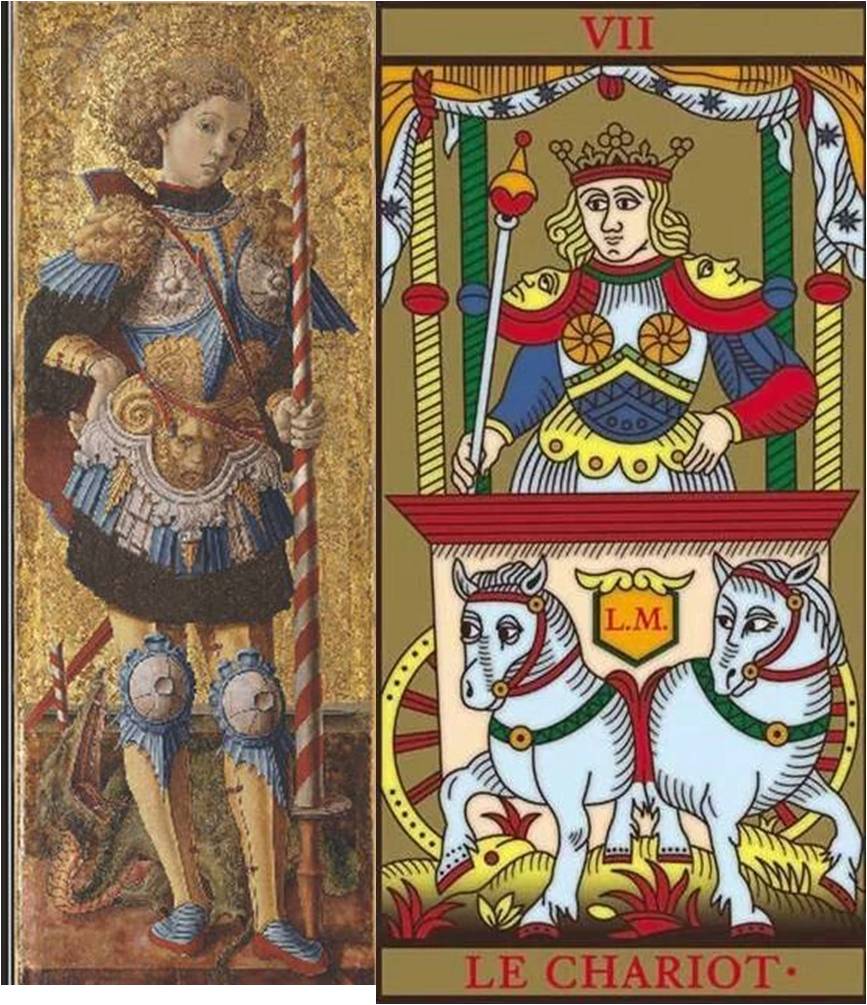 Sant Jordi y la carta del carro del Tarot. 23 de Abril