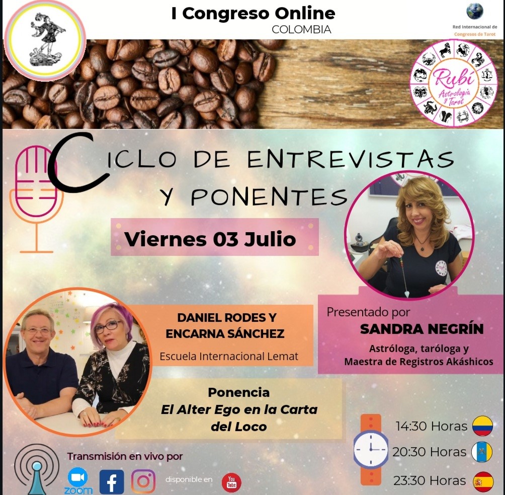 Entrevista 3 Julio 20.30h sobre proxima ponencia en Congreso Tarot Colombia