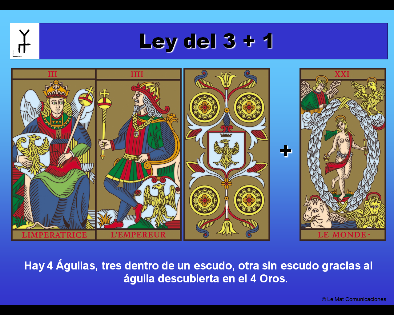 La estructura del 3 mas 1 en las aguilas del Tarot