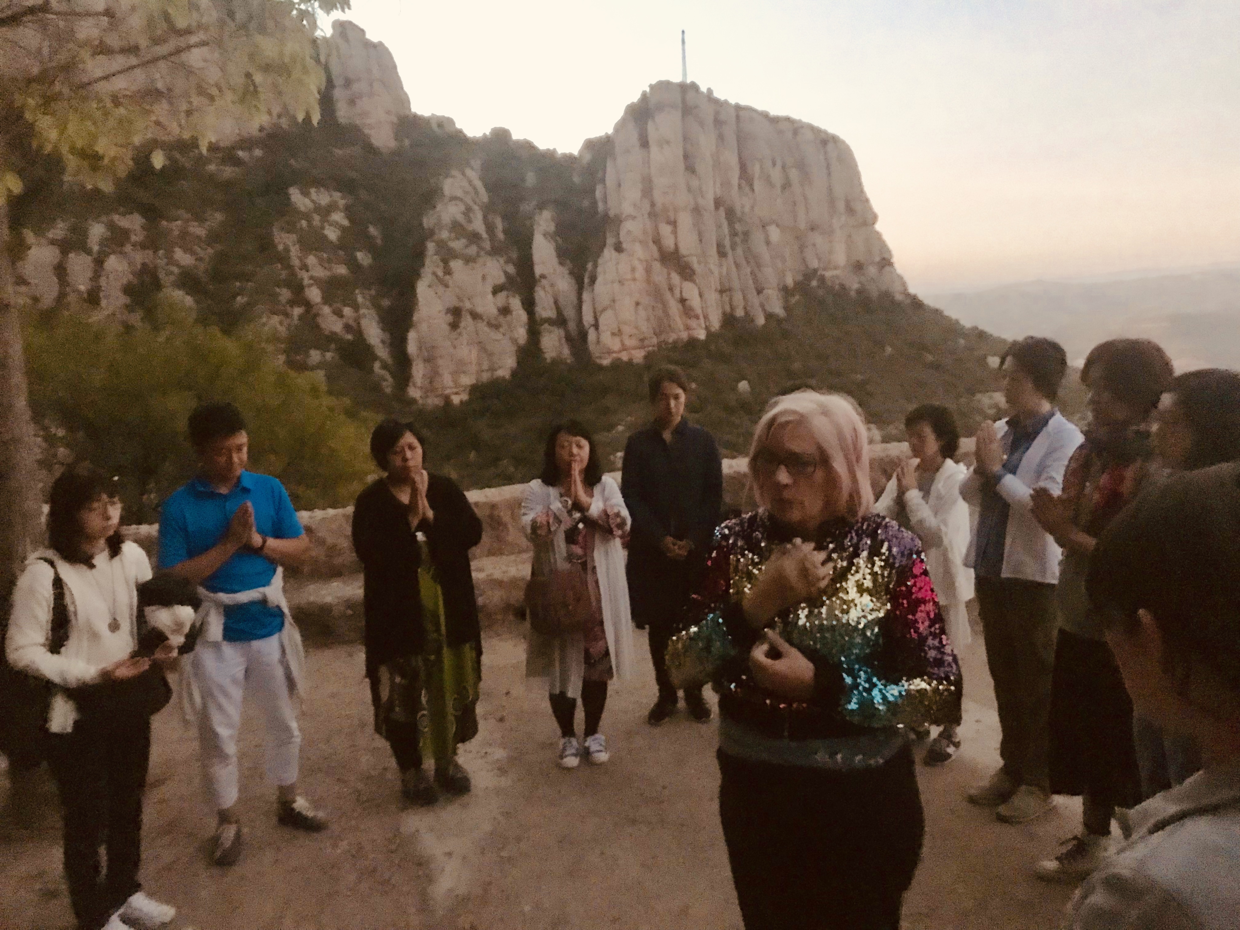 Meditación en Montserrat con el grupo japonés