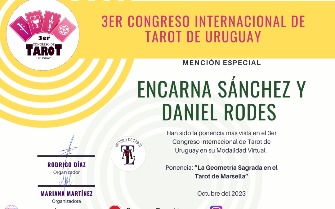Mención especial a la ponencia más vista en el III Congreso de Tarot de Uruguay